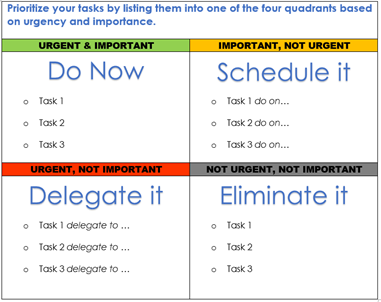 Prioritize tasks with Eisenhower Matrix